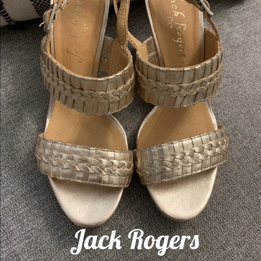 JACK ROGERS GOLD WEDGES  - SIZE 7